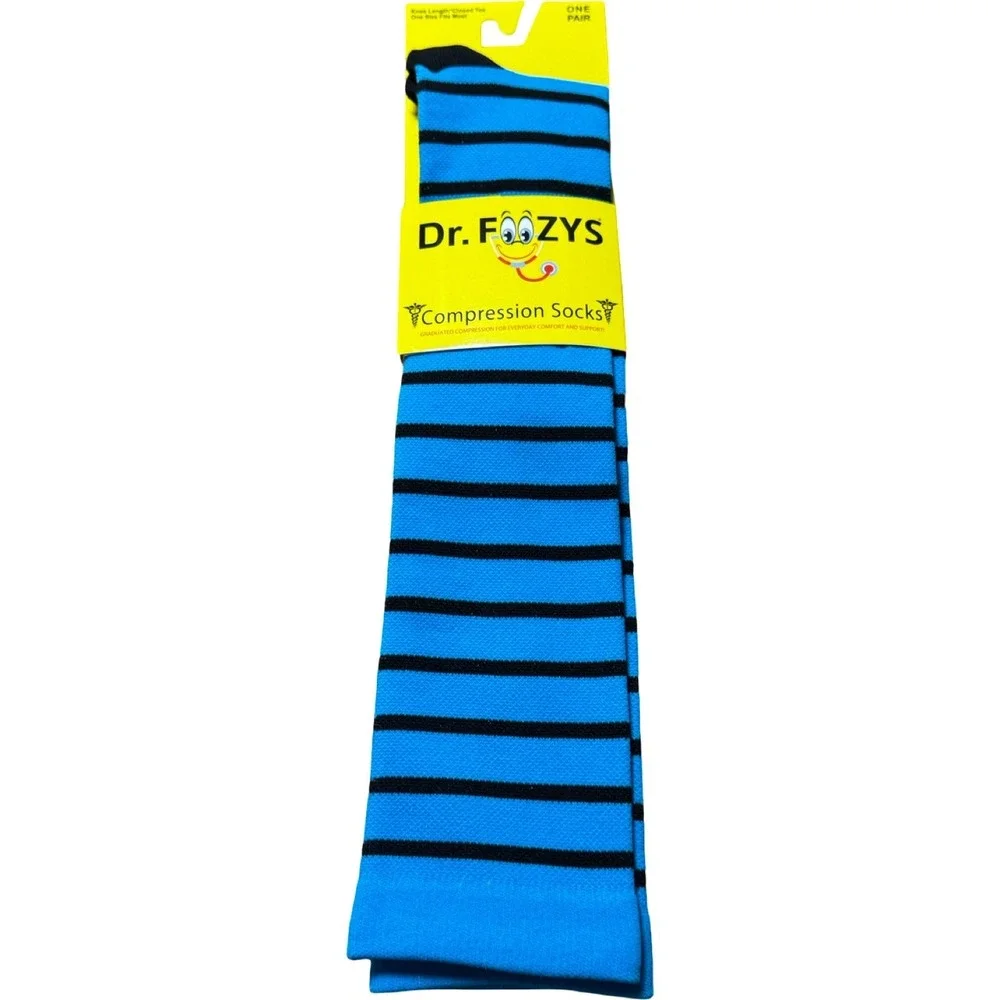 Dr. Foozys Compression Socks Unisex OS Blue Black Striped New Graduated Support